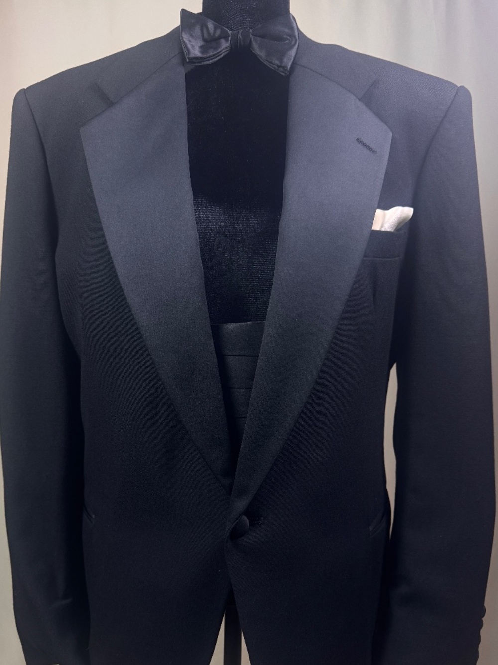 Vintage Monsieur Dior Tuxedo Set Peak Lapel Black Tie Formalwear 44R